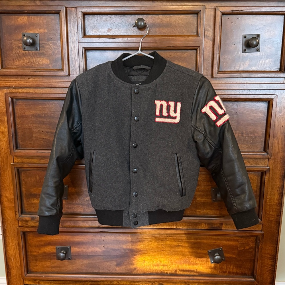 Kids Black Varsity Jacket with Leather Sleeves